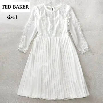 새상품급 TED BAKER 쉬폰 레이스 플리츠 원피스 드레스 화이트 1