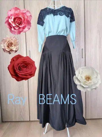 RayBEAMS 블랙 플레어 스커트 롱