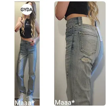 GYDA 제이다 M/W 데미지 스트레이트 데님 팬츠