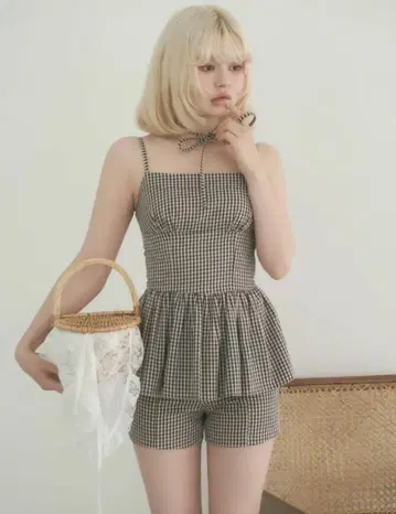 andmary Gingham check set up 새상품 택 포함