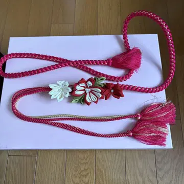후리소데용 허리띠 꽃 빨간색 이치조 온디네 성인식