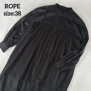 ROPE 롱 셔츠 원피스 38 블랙 검정 레이스 면 루즈핏