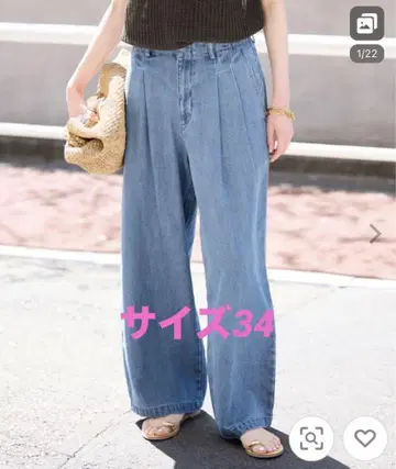 SLOBE IENA LEDENIM 탭 트라우저 34