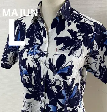 MAJUN 마준 카리유시 의류 린넨 여성용 오키나와 알로하 셔츠