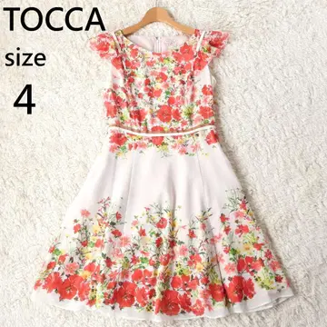 토카 TOCCA 쉬폰 플레어 원피스 꽃무늬 무릎 기장 화이트 4