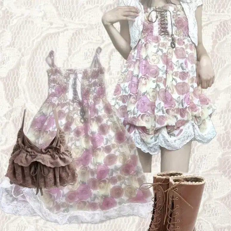 ワンピース Betty Boop Lace Layered Frill Mini DressWhite Betty Boop Lace Layered Frill Mini Onepiece_Black on Bunjang
