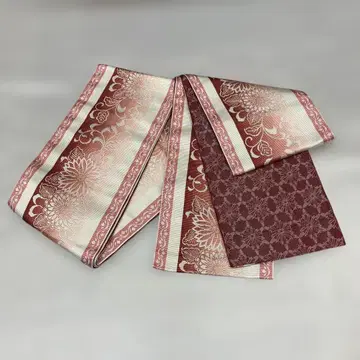 꽃무늬 반폭 오비 빨간색