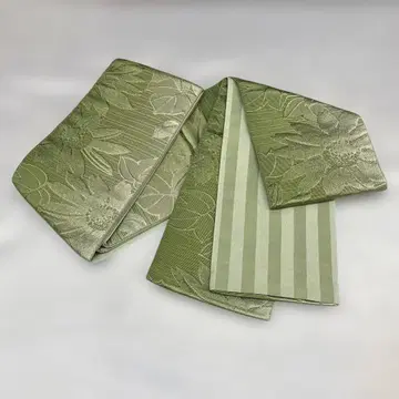 그린 컬러 꽃무늬 스트라이프 오비