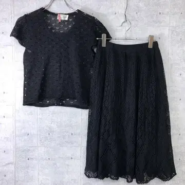 st.Anne 레이스 니트 반팔 린넨 스커트 셋업