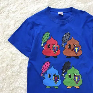 똥 전사 티셔츠 개그 캐릭터, 귀여운 캐릭터, 컬러 전대풍 디자인