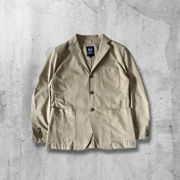 Sergio Tacchini 베이지 체크 무늬 테일러드 자켓 M