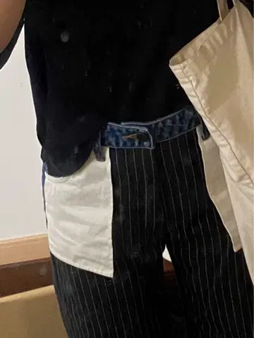 AMERI VINTAGE 아메리빈티지 이소재 데님 콤비 팬츠 26L 블랙