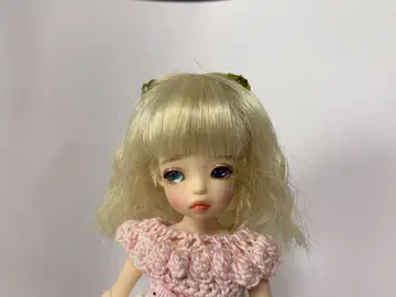 인형 가발 미디엄 웨이브 금발 4.5 인치