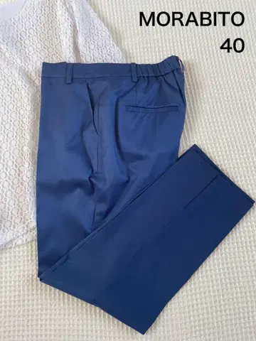 MORABITO 광택 블루 테이퍼드 40 센터 프레스 스트레치