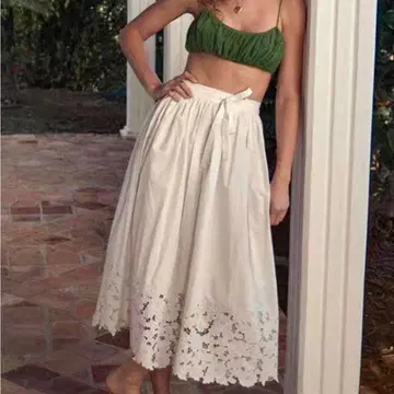 정품 DOEN Georgina Midi Skirt 자수 롱 스커트