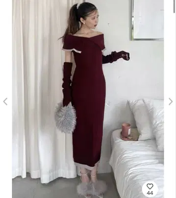 ROYAL PARTY 암워머 포함 배색 케이프 태국 롱 원피스