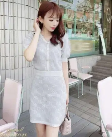 michel macaron 미니 원피스 여성용 모노그램 화이트