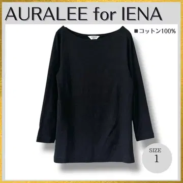 AURALEE for IENA 별주 코튼 보트넥 컷티셔츠 블랙 1