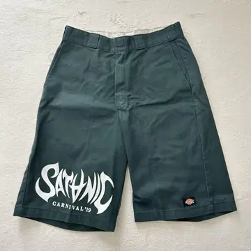디키즈 하프 팬츠 32 그린 페스티벌 사타닉 카니발 로고