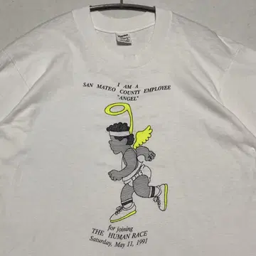 90s Hanes THE HUMAN RACE ANGEL 프린트 티셔츠