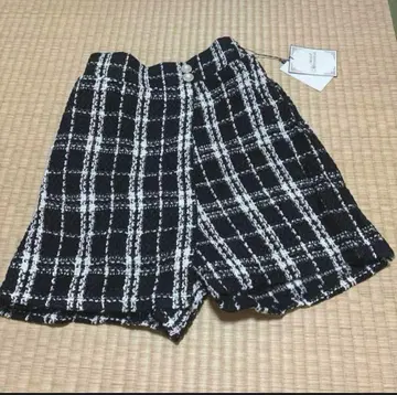 트위드풍 체크 무늬 하프 팬츠 미셸 마카롱 체크 치마바지 스커트