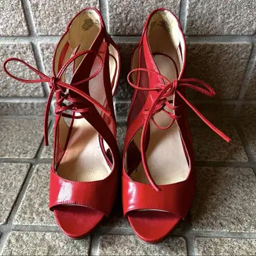 NINE WEST 레드 오픈토 샌들 7 하프