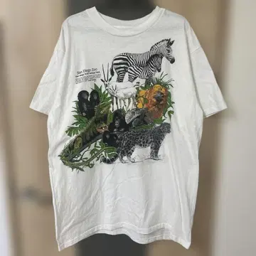 90s USA제 샌디에고 동물원 애니멀 양면 프린트 티셔츠 XL