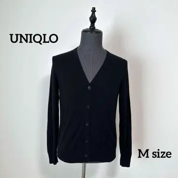 유니클로 엑스트라 파인 메리노 V넥 가디건 M 블랙 얇은 소재