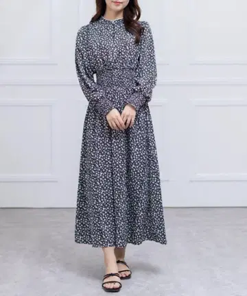 clear 클리어 허리 셔링 올 패턴 원피스