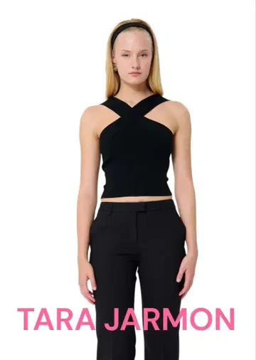 TARA JARMON BLACK KNIT TOP 타라 자몬 쿨
