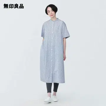 냉감 브로드 스탠드 카라 반팔 원피스