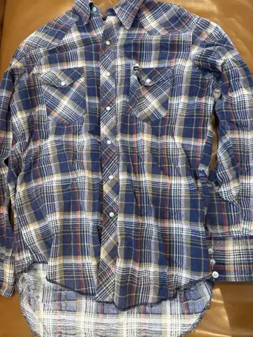 Wrangler 플란넬 셔츠 네이비 계열 체크 17 x 35 USA