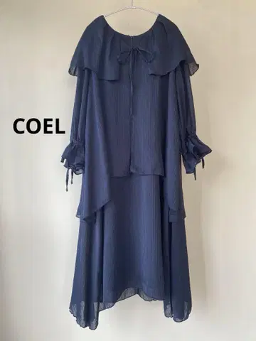COEL 코엘 크레이프 드 시네 드레스 원피스 네이비