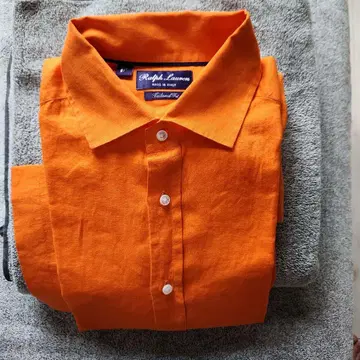 Ralph Lauren 테일러드 핏 반팔 셔츠 오렌지