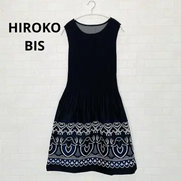 새상품급 HIROKO BIS 히로코비스 원피스 자수 셔링 플레어