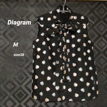 Diagram 보타이 시어 블라우스 리본 블랙 슬리브리스
