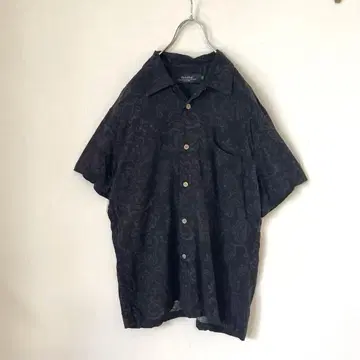 90s 빈티지 레이온 100% 페이즐리 무늬 올 패턴 알로하 셔츠