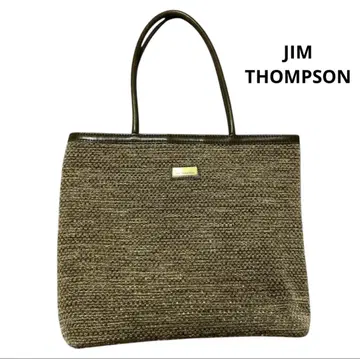 JIM THOMPSON 핸드백 브라운 골드 컬러 로고 플레이트
