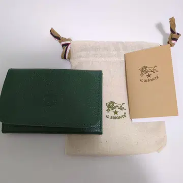 IL BISONTE 그린 천연 가죽 명함지갑