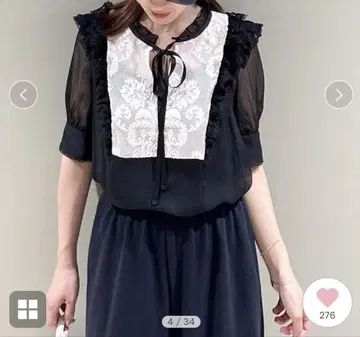 SNIDEL 양류 쉬폰 레이스 블라우스