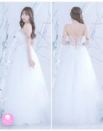 화이트 얇은 명주 그물 드레스 레이스 장식