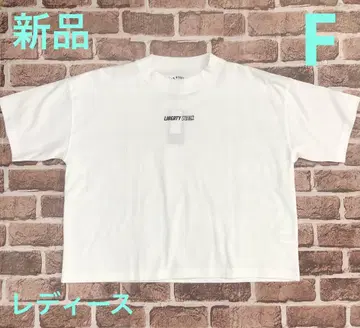 LIBERTYWALK 숏 기장 반팔 티셔츠 화이트 자수 로고 여성용
