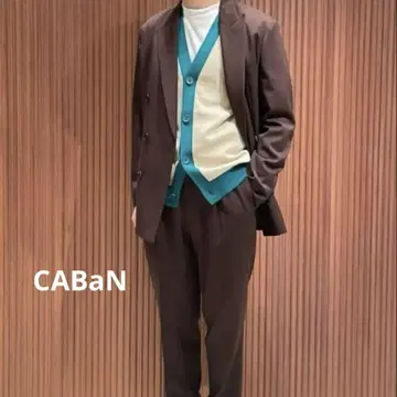 캐반 코튼 캐시미어 바이컬러 V넥 가디건
