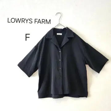 LOWRYS FARM 오픈 카라 셔츠 블랙 F 루즈한 실루엣