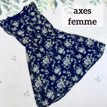 새상품급 엑시즈팜 네이비 꽃무늬 무릎 기장 원피스 axes femme