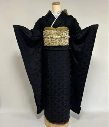 블랙 무지 후리소데 풀세트