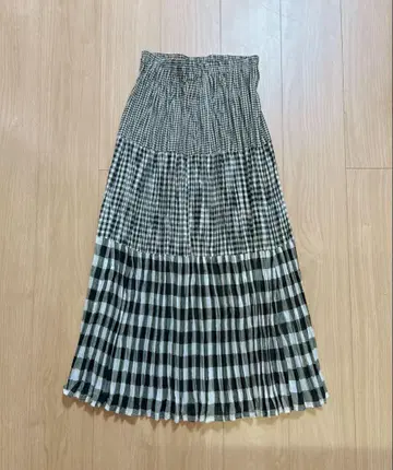 새상품급 락 마운트 롱 스커트 깅엄 체크