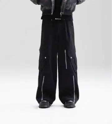 젠트루이스 지퍼 슬릿 카고 데님 팬츠