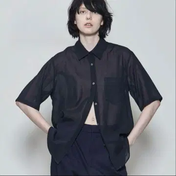 6(ROKU) BEAUTY&YOUTH 스케 숏 슬리브 셔츠 네이비