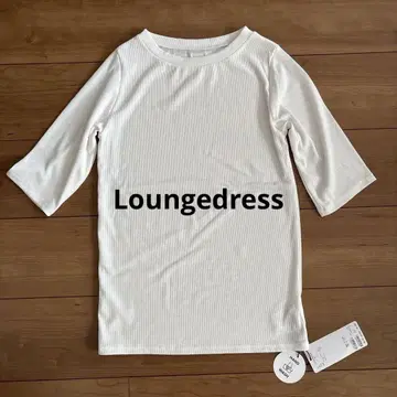 Loungedress 라운지 드레스 화이트 오분 소매 탑 리브 티셔츠